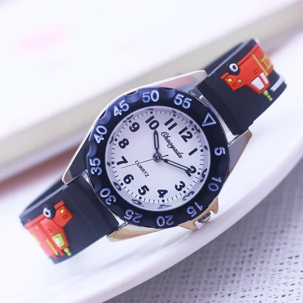 Famous Brand Children Boys New Fashion Cartoon Fire Truck Quartz Watches Little Kids Students Cool Holidays 1