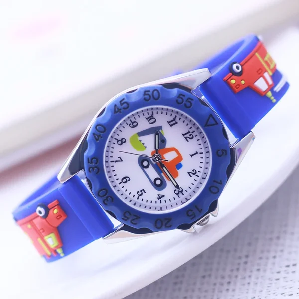 Famous Brand Children Boys New Fashion Cartoon Fire Truck Quartz Watches Little Kids Students Cool Holidays 2