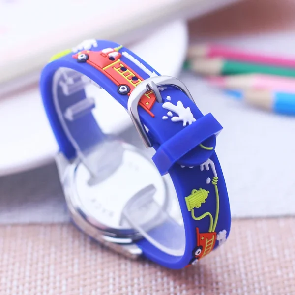 Famous Brand Children Boys New Fashion Cartoon Fire Truck Quartz Watches Little Kids Students Cool Holidays 4