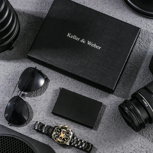 Fashion Mens Watch Luxury Business Quartz Watches Credit Card Box Sunglasses Set For Male Gifts For 3