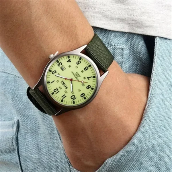 Fashion Mens Watches Luminous Hands Clock Luxury Military Sports Calendar Quartz Wristwatch Men Casual Nylon Watch 1