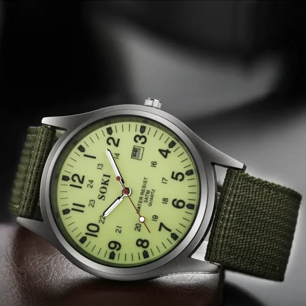 Fashion Mens Watches Luminous Hands Clock Luxury Military Sports Calendar Quartz Wristwatch Men Casual Nylon Watch 2