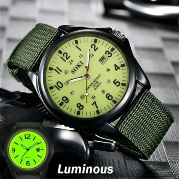 Fashion Mens Watches Luminous Hands Clock Luxury Military Sports Calendar Quartz Wristwatch Men Casual Nylon Watch