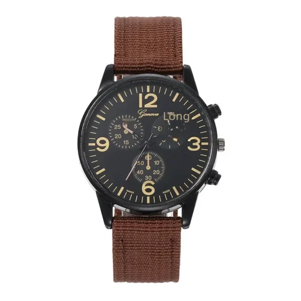 Fashionable Weaving Men Watch Large Digital Simple Sports Watch Small Number Men Stainless Steel Canvas Alloy 2