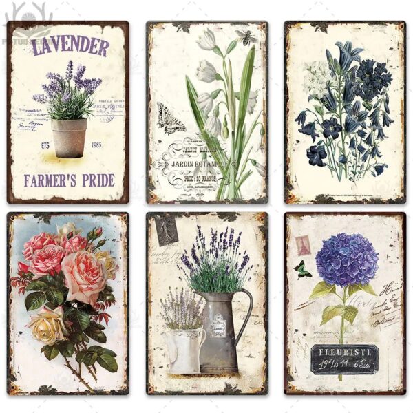 Flower Vintage Tin Sign Home Decor Retro Metal Sign Shabby Chic Wall Decor For Kitchen Living 2