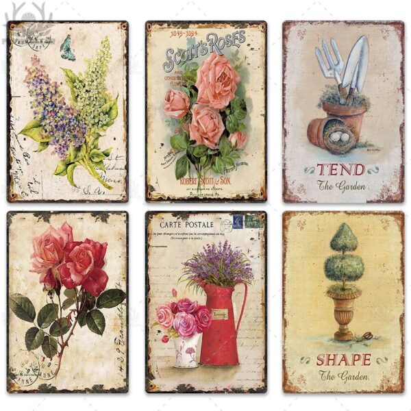 Flower Vintage Tin Sign Home Decor Retro Metal Sign Shabby Chic Wall Decor For Kitchen Living 3