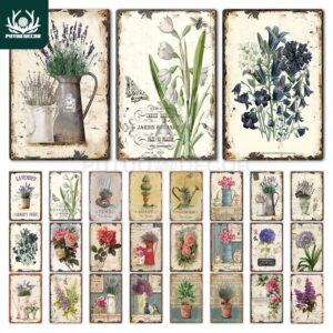 Flower Vintage Tin Sign Home Decor Retro Metal Sign Shabby Chic Wall Decor For Kitchen Living