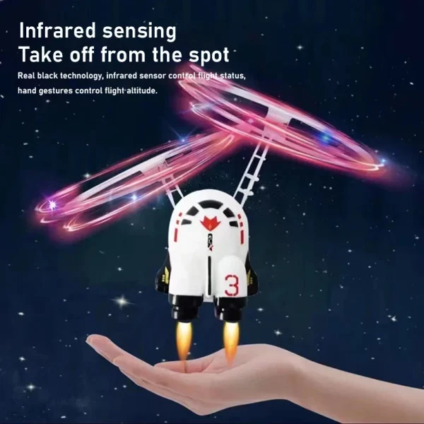 Flying Robot Astronaut Toy Aircraft High Tech Hand Controlled Drone Interactive Dual Wings With Lights Outdoor 3