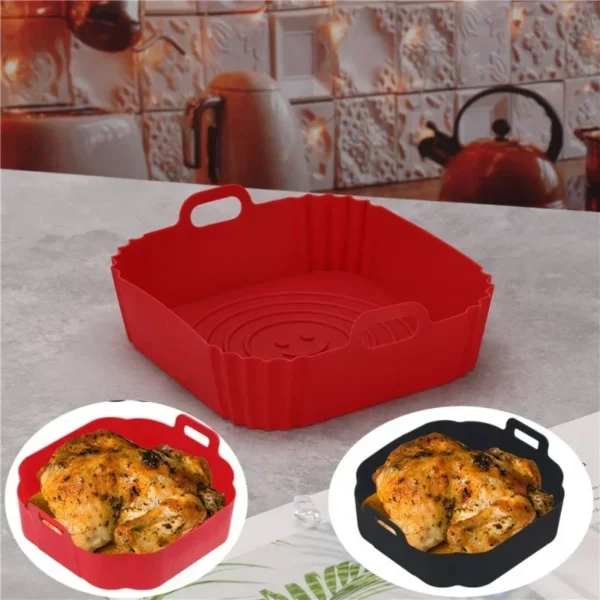 Food Grade Household Oven Tray Square Air Fryer Silicone Grill Special Mat Cake Baking Tool Tray 1