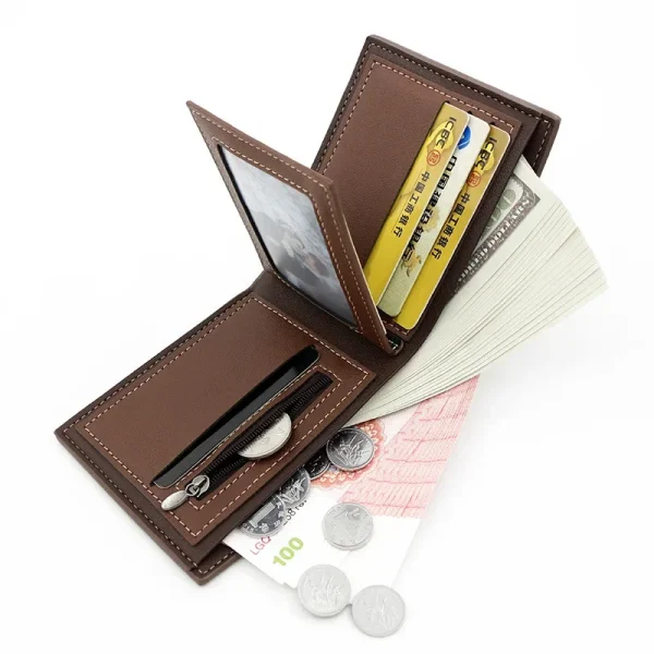 Free Engraving Name Short Men Wallets Personalized Gift For Him Card Holder Purses Pu Leather Coin 2