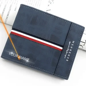 Free Engraving Name Short Men Wallets Personalized Gift For Him Card Holder Purses Pu Leather Coin