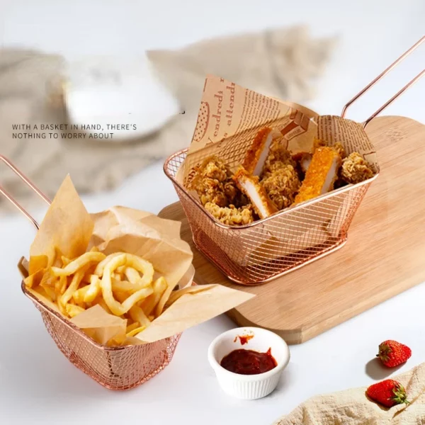 French Fries Basket Snack Bucket Fried Chicken Chip Storage Basket Food Frying Basket Oil Strainer Creative 1