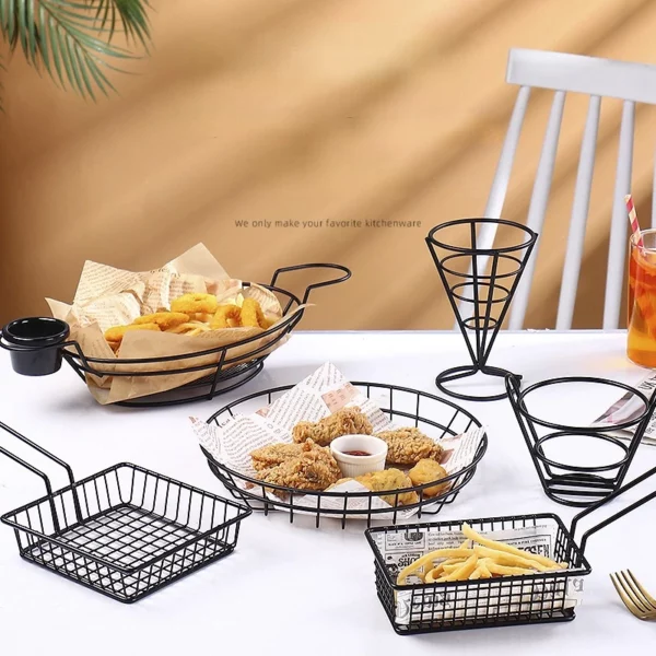 French Fries Basket Snack Bucket Fried Chicken Chip Storage Basket Food Frying Basket Oil Strainer Creative