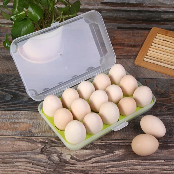 Fresh Keeping 15 Grid Transparent Egg Refrigerator Storage Box Portable Outdoor Anti Collision Plastic Egg Box 1