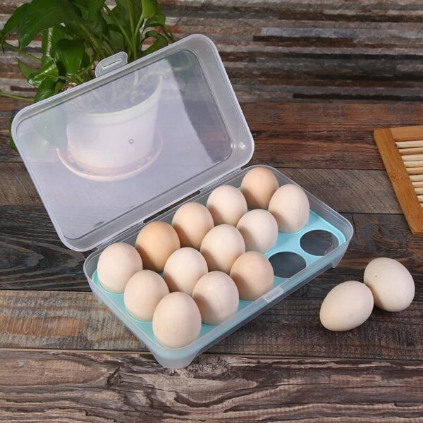 Fresh Keeping 15 Grid Transparent Egg Refrigerator Storage Box Portable Outdoor Anti Collision Plastic Egg Box 2