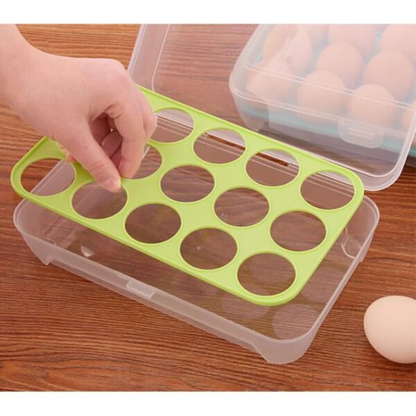 Fresh Keeping 15 Grid Transparent Egg Refrigerator Storage Box Portable Outdoor Anti Collision Plastic Egg Box 3