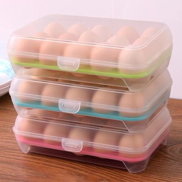 Fresh Keeping 15 Grid Transparent Egg Refrigerator Storage Box Portable Outdoor Anti Collision Plastic Egg Box