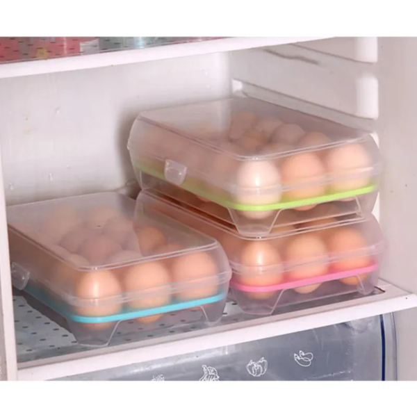 Fresh Keeping 15 Grid Transparent Egg Refrigerator Storage Box Portable Outdoor Anti Collision Plastic Egg Box