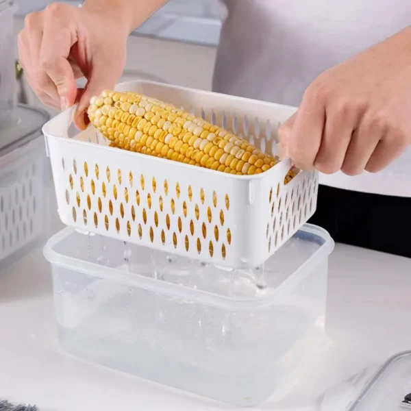 Fridge Organizer Refrigerator Storage Box Fresh Vegetable Fruit Boxes Drain Basket Storage Containers Pantry Kitchen Organizer 2