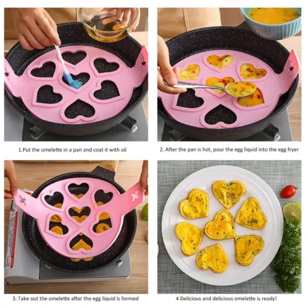 Fried Egg Pancake Maker Nonstick Cooking Tool Round Heart Pancake Maker Egg Cooker Pan Flip Eggs 3