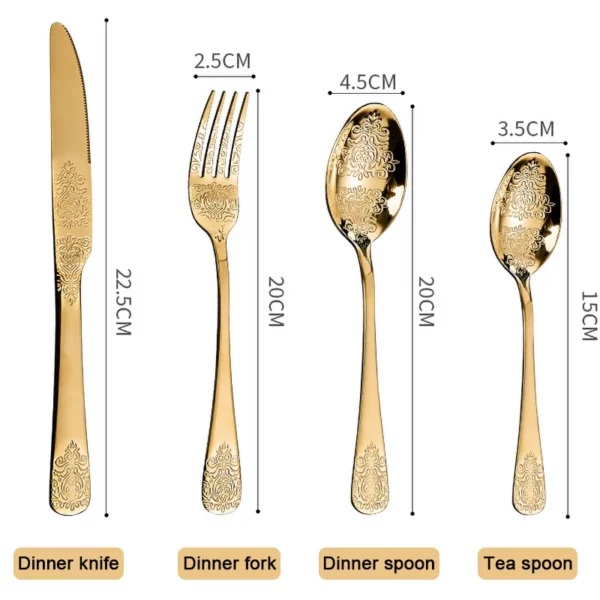 Gold Cutlery Set Stainless Steel Fork Spoons Knife Tableware Kit Luxury Flatware Set Dinnerware For Home