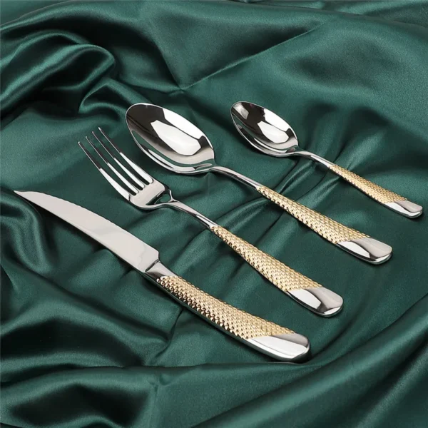 Golden Spoon Dinnerware Set Stainless Steel Tableware Set Western Home Kitchen Knife Fork Spoon Luxury Cutlery 2