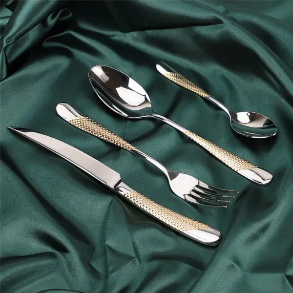 Golden Spoon Dinnerware Set Stainless Steel Tableware Set Western Home Kitchen Knife Fork Spoon Luxury Cutlery 3