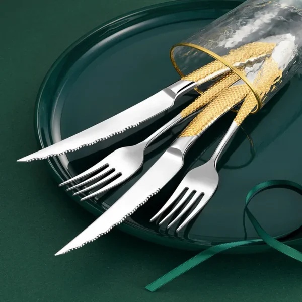 Golden Spoon Dinnerware Set Stainless Steel Tableware Set Western Home Kitchen Knife Fork Spoon Luxury Cutlery 4