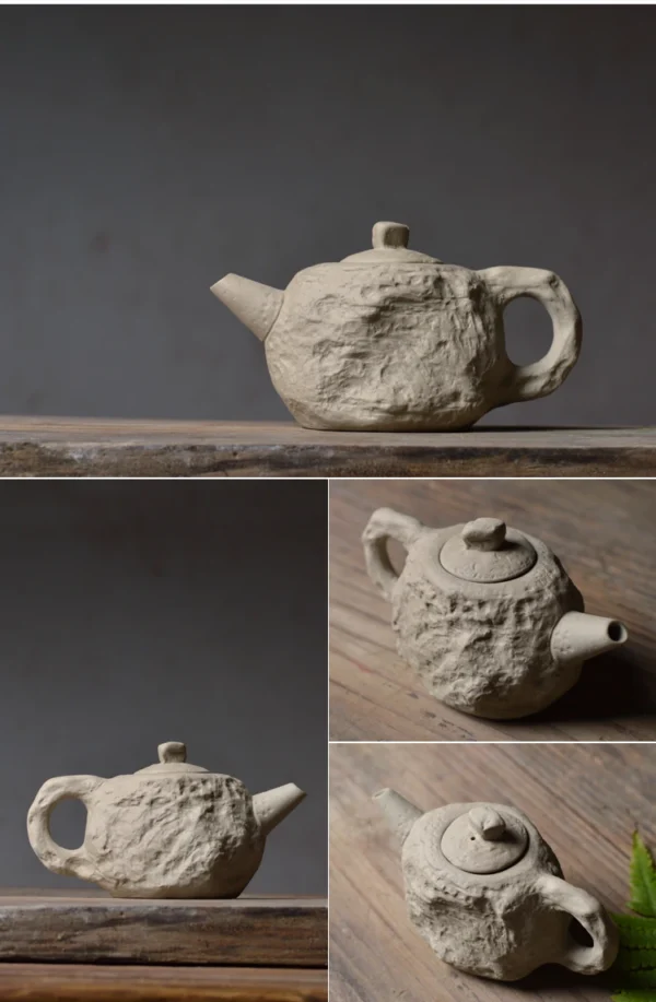 Hard Stone Imitation Stone Teapot Teacup One Teapot Two Teacups Rock Mud Rough Pottery Handmade Ceramic 3