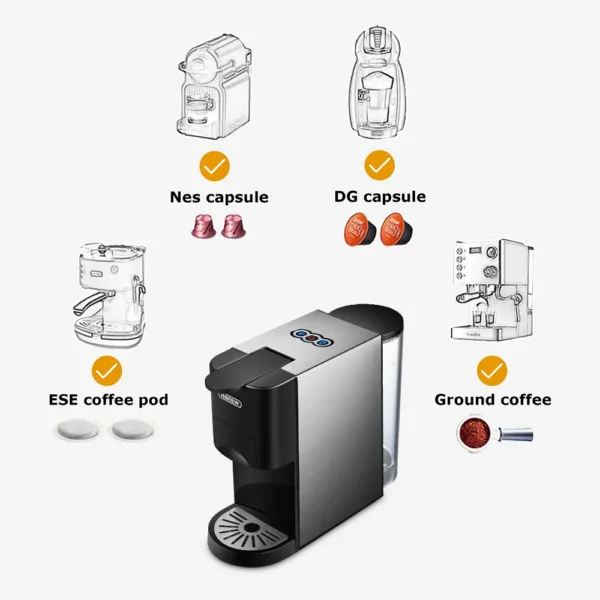 Hibrew Coffee Machine 4in1 Multiple Capsule Espresso Dolce Milk Nespresso Ese Pod Powder Coffee Maker Stainless 2