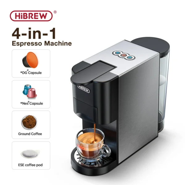 Hibrew Coffee Machine 4in1 Multiple Capsule Espresso Dolce Milk Nespresso Ese Pod Powder Coffee Maker Stainless