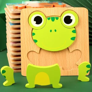 High Quality 3d Wooden Puzzle Baby Cartoon Animal Traffic Jigsaw Early Learning Cognition Game Puzzle Toys