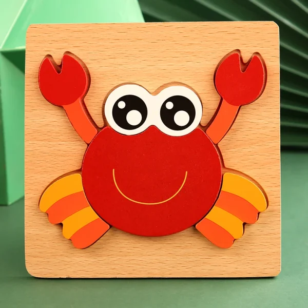 High Quality 3d Wooden Puzzle Baby Cartoon Animal Traffic Jigsaw Early Learning Cognition Game Puzzle Toys 4