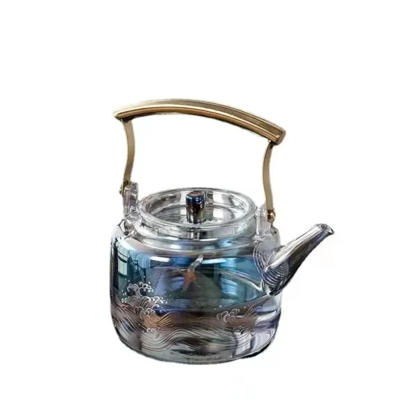 High temperature shell color fired glass teapot thickened large capacity filter teapot dazzling flower teapot lifting 4