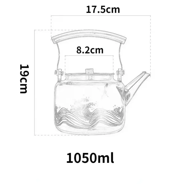 High temperature shell color fired glass teapot thickened large capacity filter teapot dazzling flower teapot lifting 5