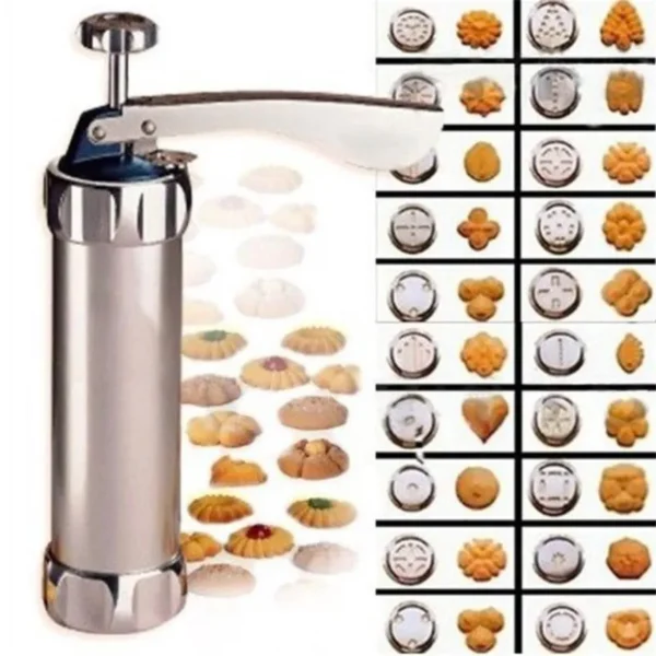 Hot Manual Cookie Press Stamps Set Baking Tools 24 In 1 With 4 Nozzles 20 Cookie