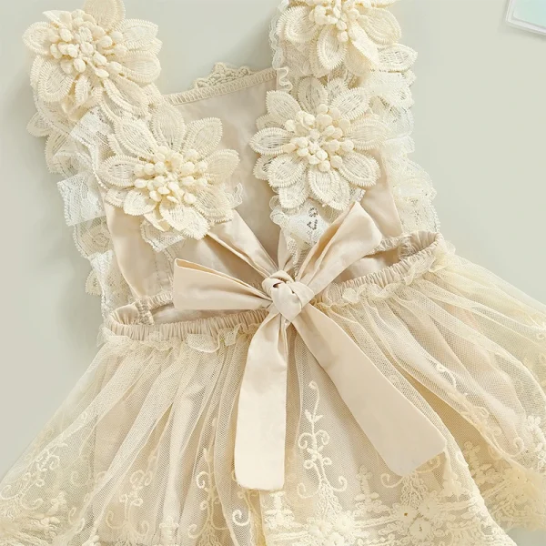 Infant Baby Girl Summer Romper Floral Lace Embroidery Romper Dress Straps Sleeveless Sweet Triangle Bottom Jumpsuit 3