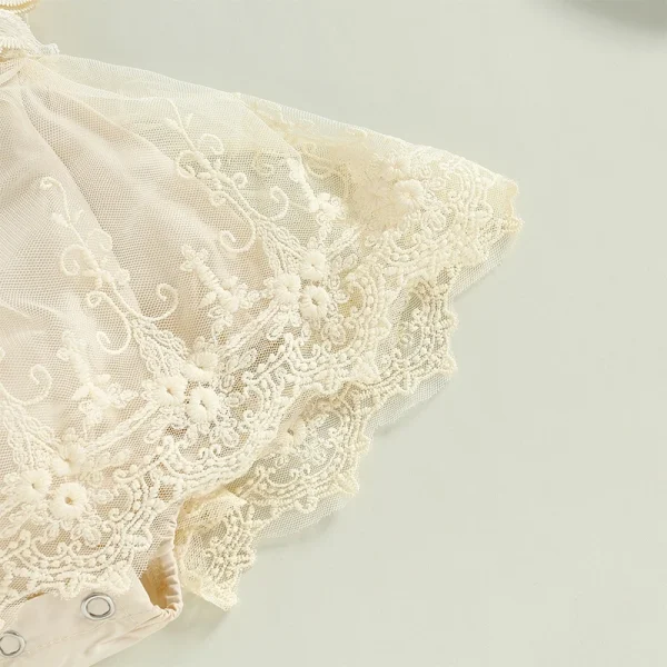 Infant Baby Girl Summer Romper Floral Lace Embroidery Romper Dress Straps Sleeveless Sweet Triangle Bottom Jumpsuit 4