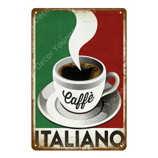 Italia caffe paris cafe italiano coffee metal tins pub club hotel shop decor vintage wall art 2