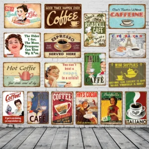 Italia Caffe Paris Cafe Italiano Coffee Metal Tins Pub Club Hotel Shop Decor Vintage Wall Art