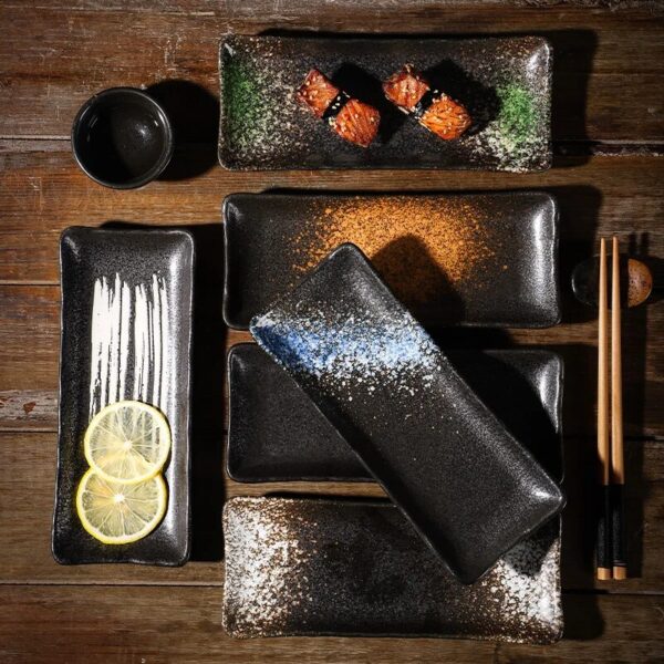 Japanese Cuisine Strip Sushi Plate Restaurant Ceramic Long Platter Dessert Plate Sushi Plate Household Tableware 1