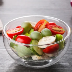 Japanese Double Layer Heat Resistant Glass Salad Baking Bowl Microwave Tableware Large Ice Cream Fruit Yogurt