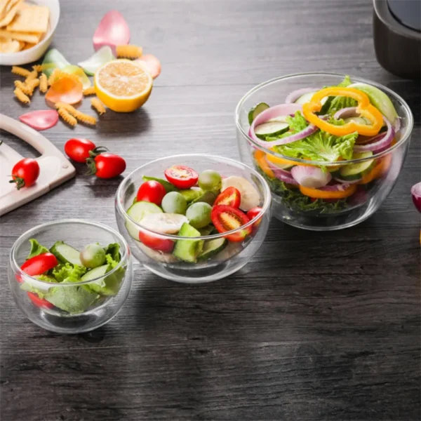 Japanese Double Layer Heat Resistant Glass Salad Baking Bowl Microwave Tableware Large Ice Cream Fruit Yogurt 4