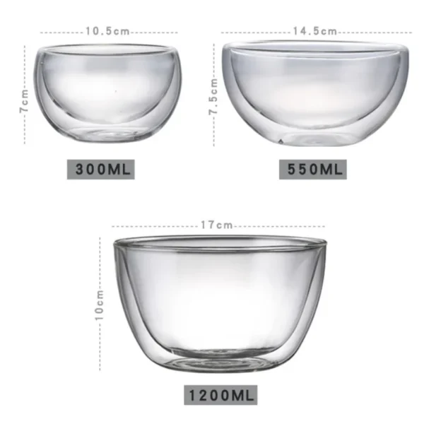 Japanese Double Layer Heat Resistant Glass Salad Baking Bowl Microwave Tableware Large Ice Cream Fruit Yogurt 5