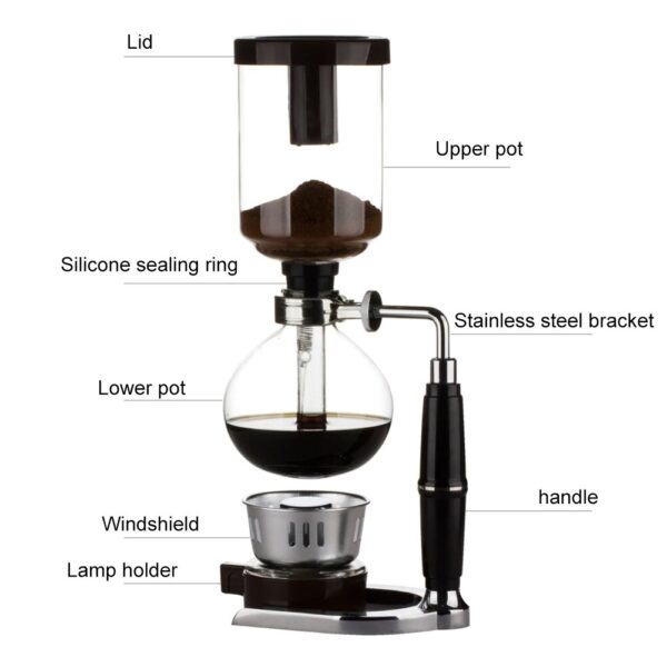 Japanese Style Siphon Coffee Maker Tea Siphon Pot Vacuum Coffeemaker Glass Type Coffee Machine Filter 3cups 3