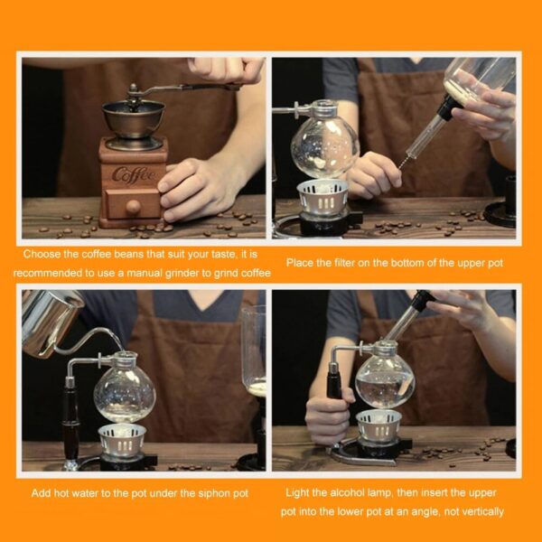 Japanese Style Siphon Coffee Maker Tea Siphon Pot Vacuum Coffeemaker Glass Type Coffee Machine Filter 3cups 4