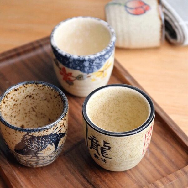 Japanese Style Ceramic Antique White Wine Cup Sake Set Home Retro Coffee Cup Wine Pot Shochu 2