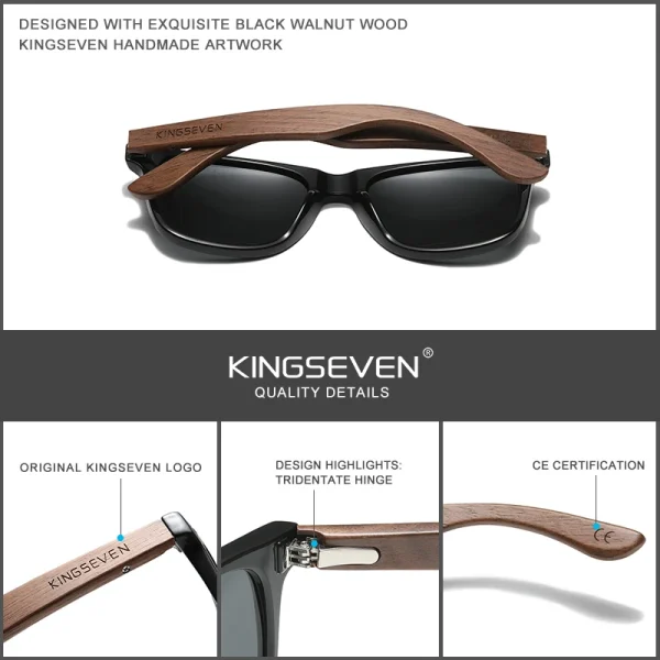 Kingseven Brand 2023 Fashion Handmade Natural Wooden Sunglasses For Men Women Polarized Sun Glasses Uv400 Mirror 2