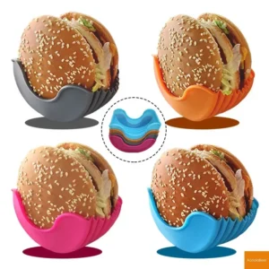 Kitchen Accessories Silicone Hamburger Holder Non Contact Food Cookware Anti Dropping Fixed Box Washable Retractable Gadgets