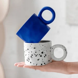 Klein Blue Ceramic Coffee Mug Creative Nordic Handmade Cup Ring Handle Ceramic Mugs For Coffee Porcelain